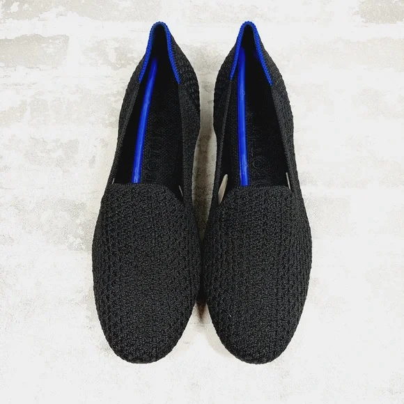 NEW Rothy's The Flat Black Knit Round Toe Slip On Loafers C329